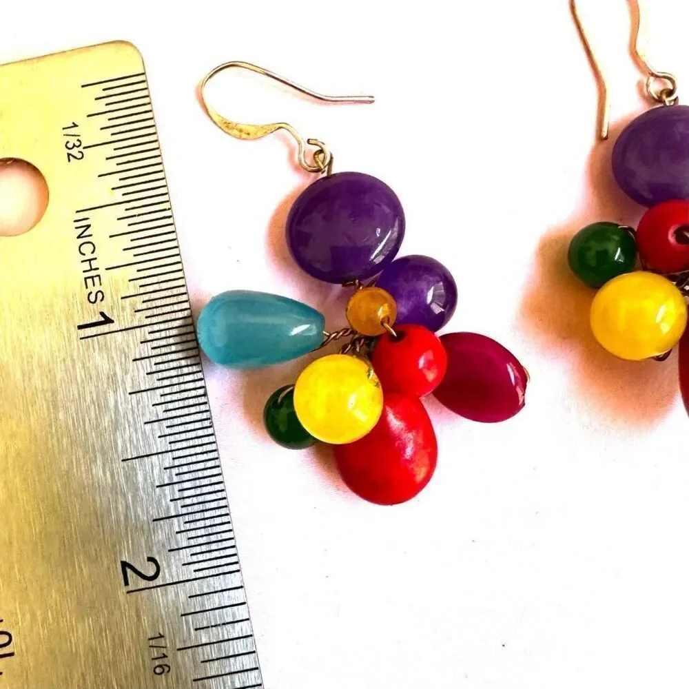 Colorful beaded dangling earrings